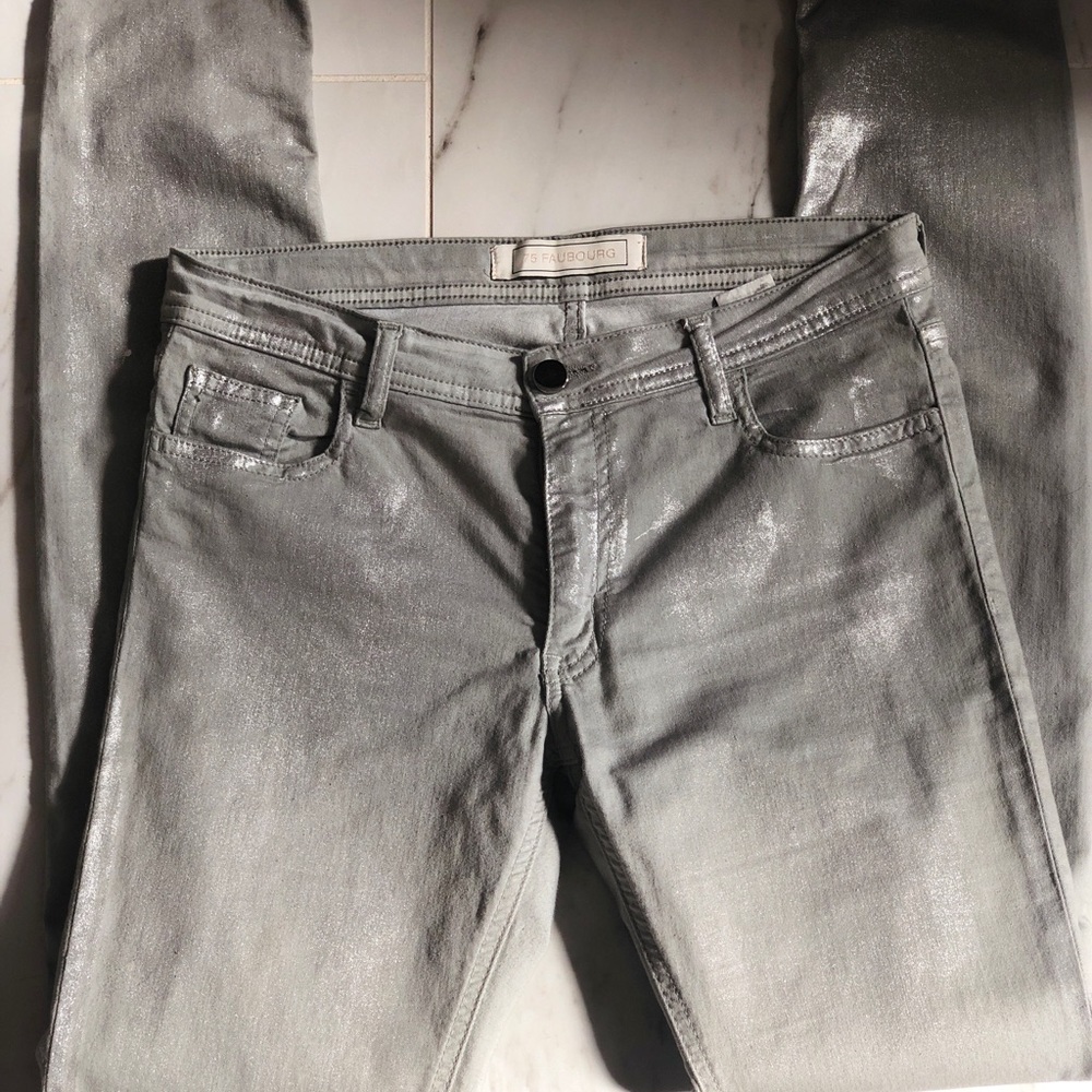 75 Faubourg Skinny metallic detail jeans